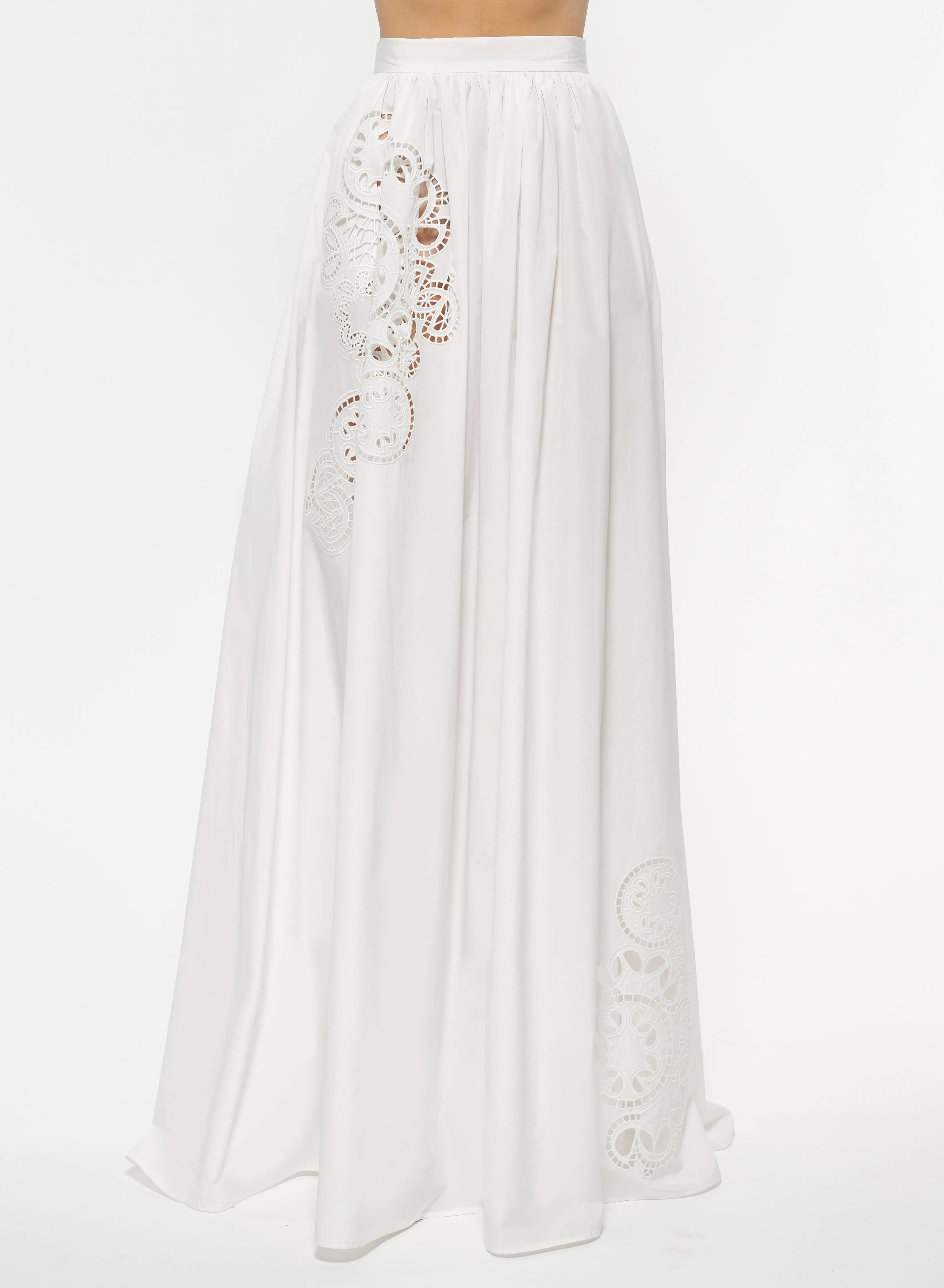 Embroidered Cotton Taffeta Skirt