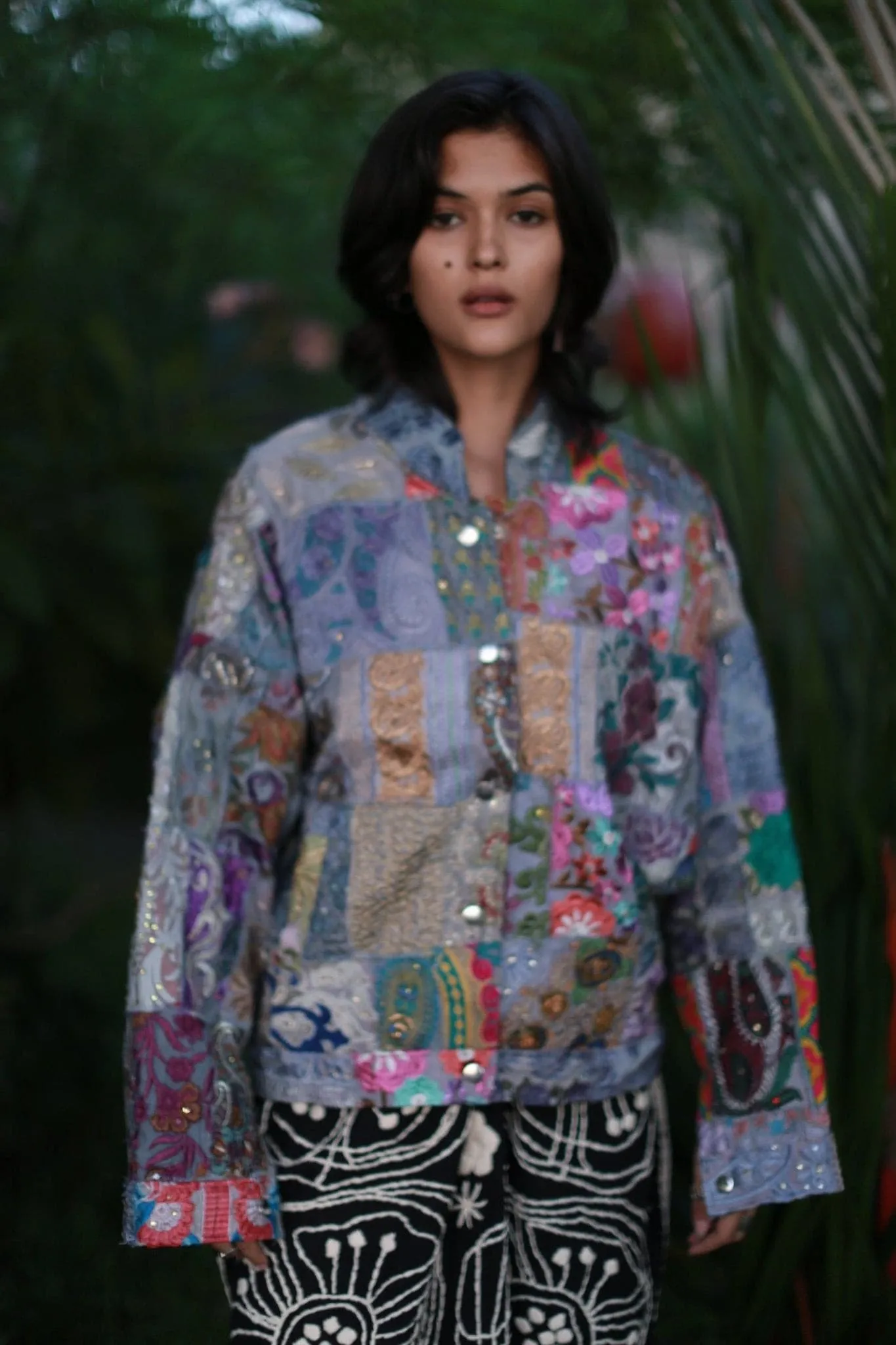 Embroidered Patchwork Bomber Jacket Serena