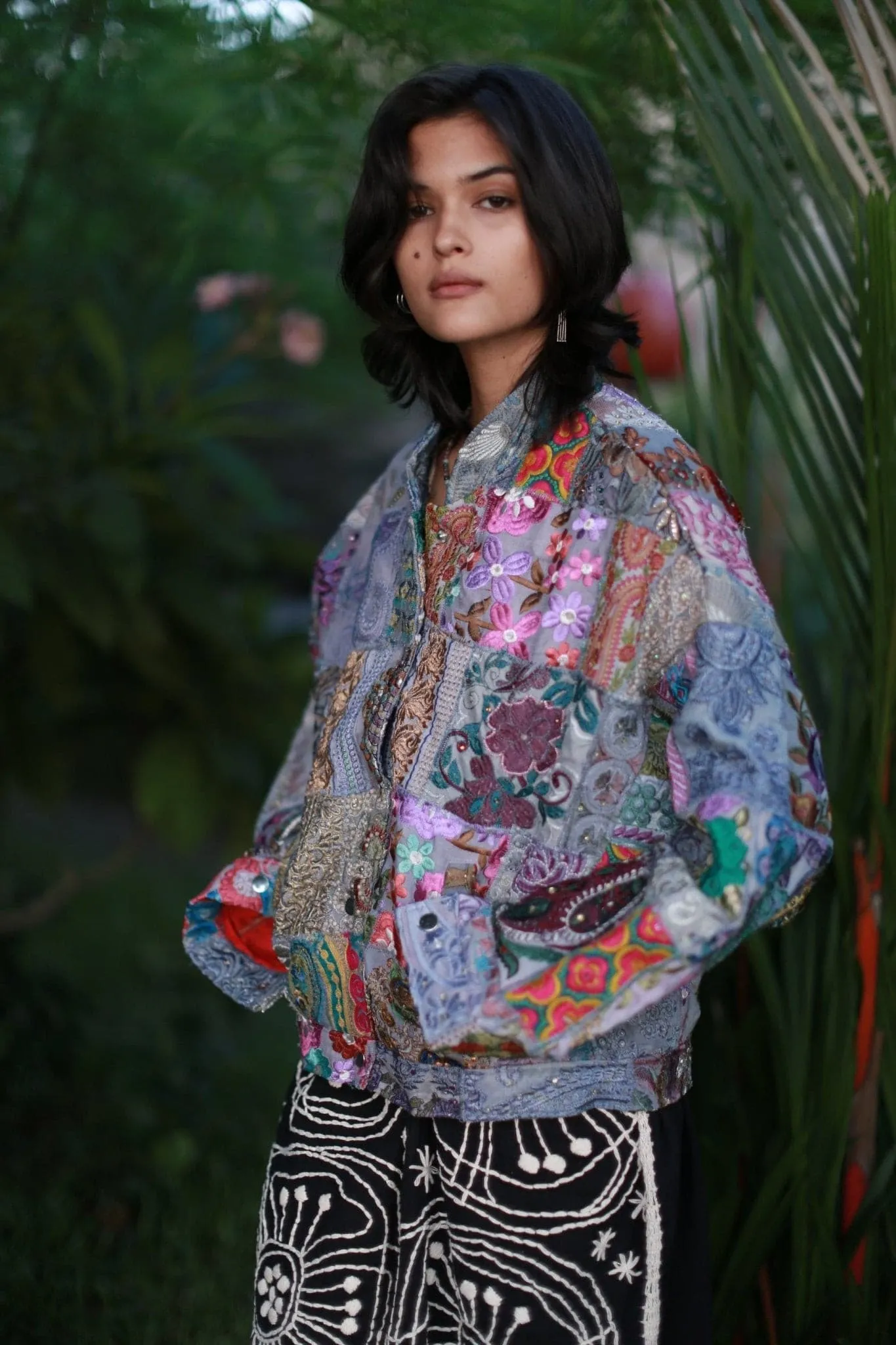 Embroidered Patchwork Bomber Jacket Serena