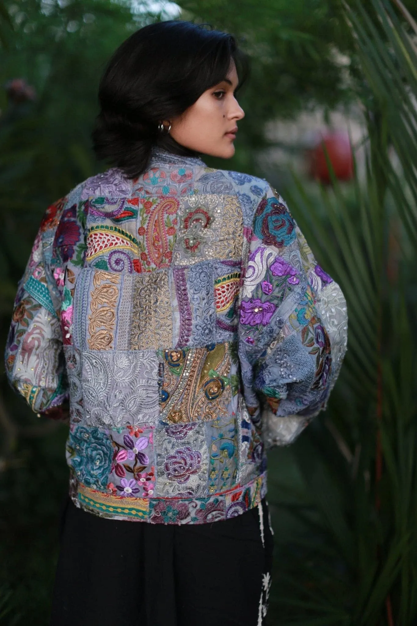 Embroidered Patchwork Bomber Jacket Serena