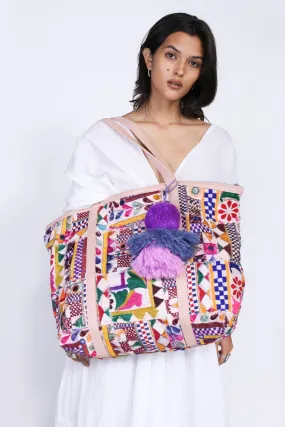 Embroidered patchwork tote marlowe