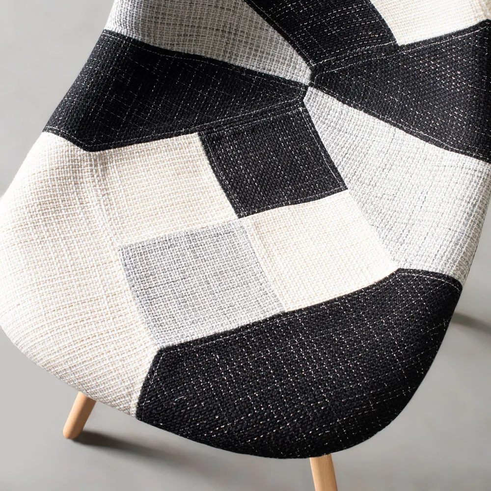 ESSEN - Grey Monochrome Fabric Patchwork Side Chair