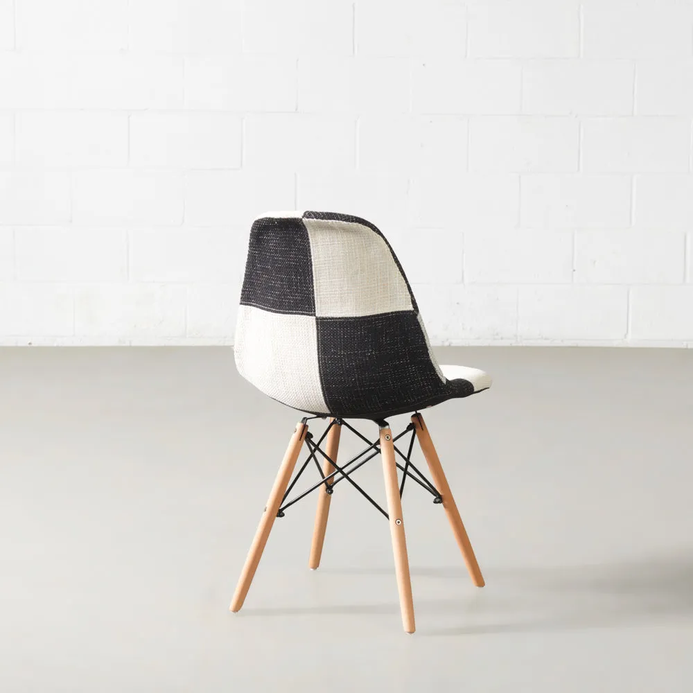 ESSEN - Grey Monochrome Fabric Patchwork Side Chair