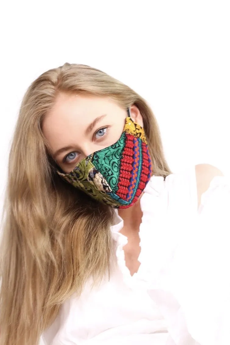 FACE MASK GIVA EMBROIDERED PATCHWORK BLACK