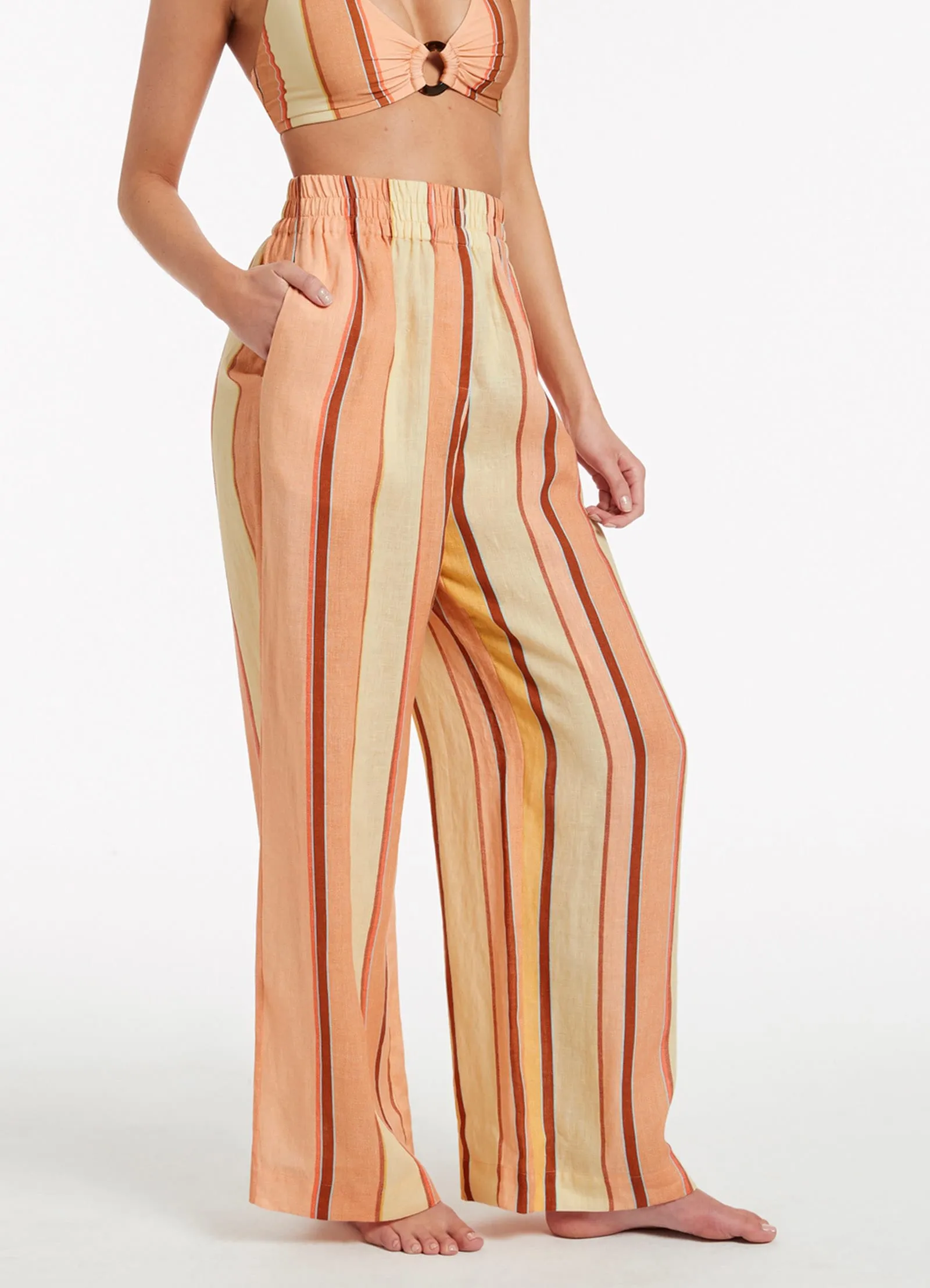 Fira Stripe Wide Leg Pants - Marigold