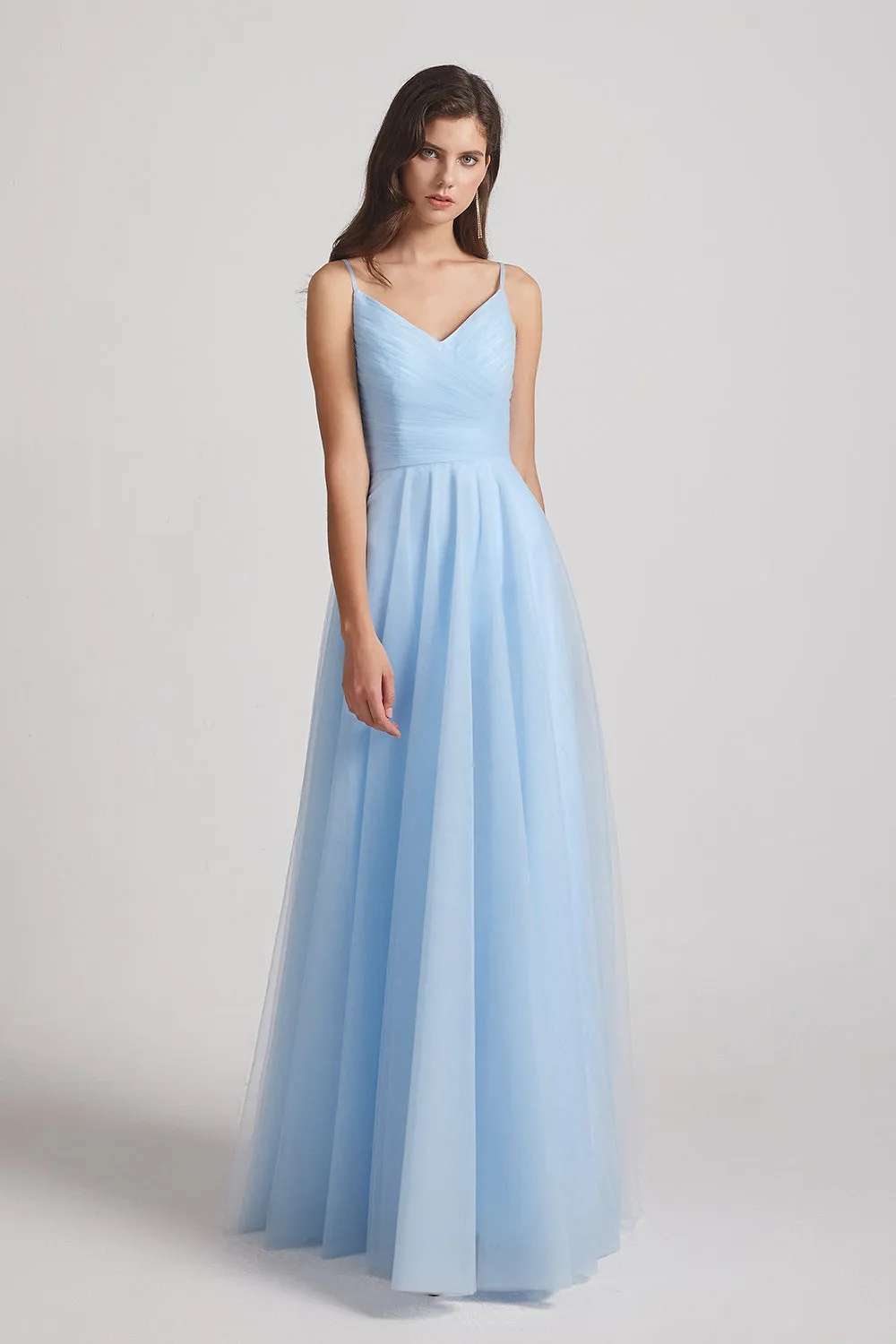 Floor Length Tulle Formal Dresses with Spaghetti Straps (AF0036)