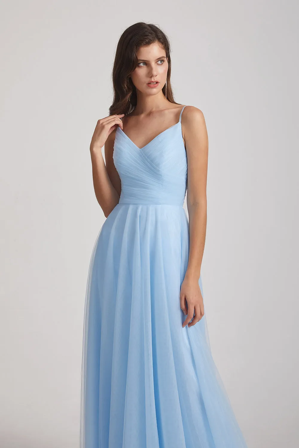 Floor Length Tulle Formal Dresses with Spaghetti Straps (AF0036)