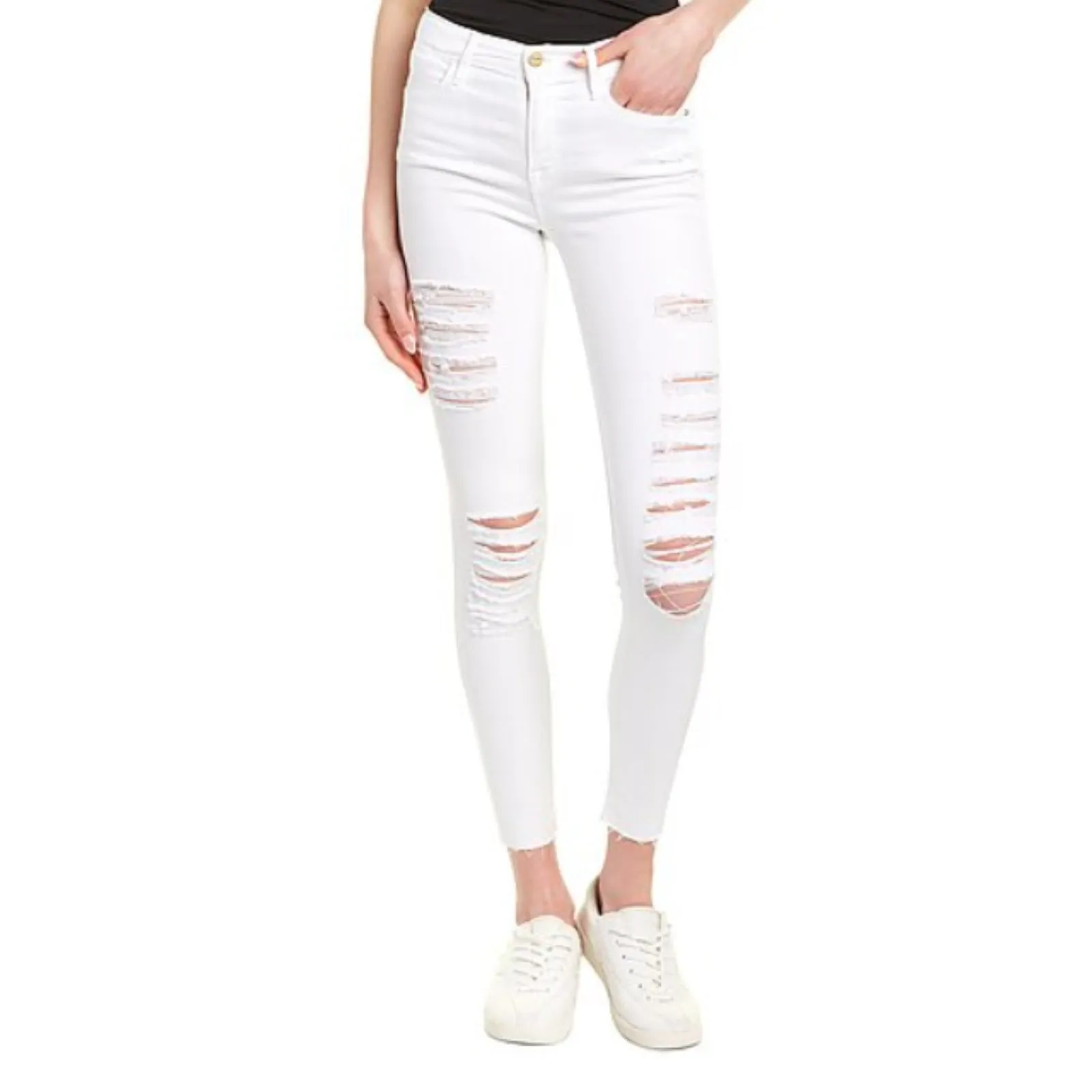 Frame Women's  Le High Distressed High Rise Skinny Jeans