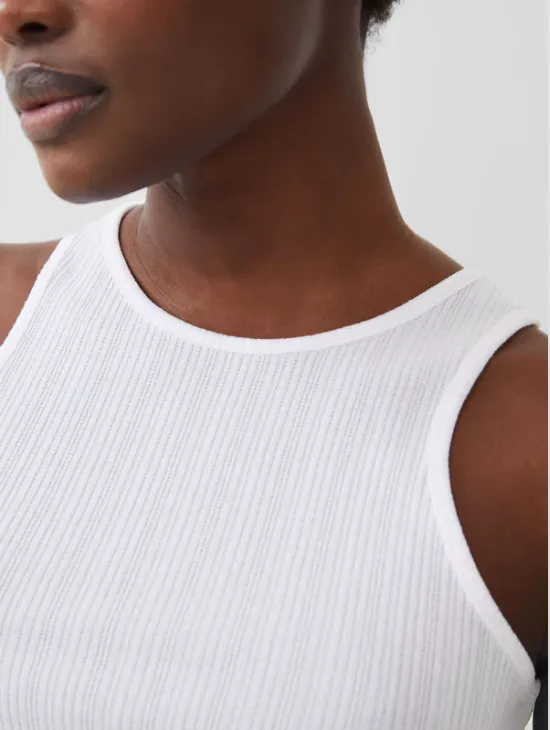 French Connection Tallie Textured Linen Racer Tank in White