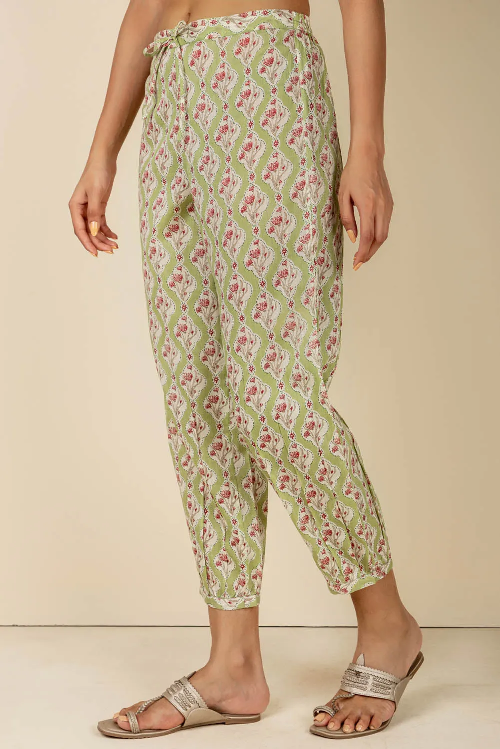 Green Mughal Grid Afghani Trouser