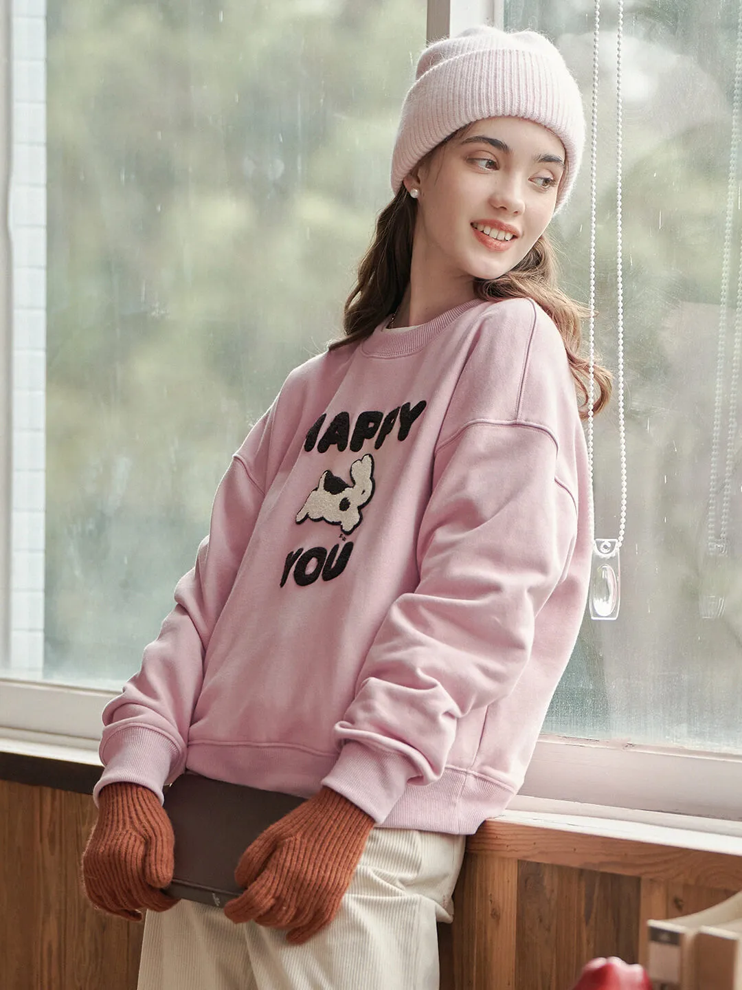 Happy to You Rabbit Graphic Hoodie