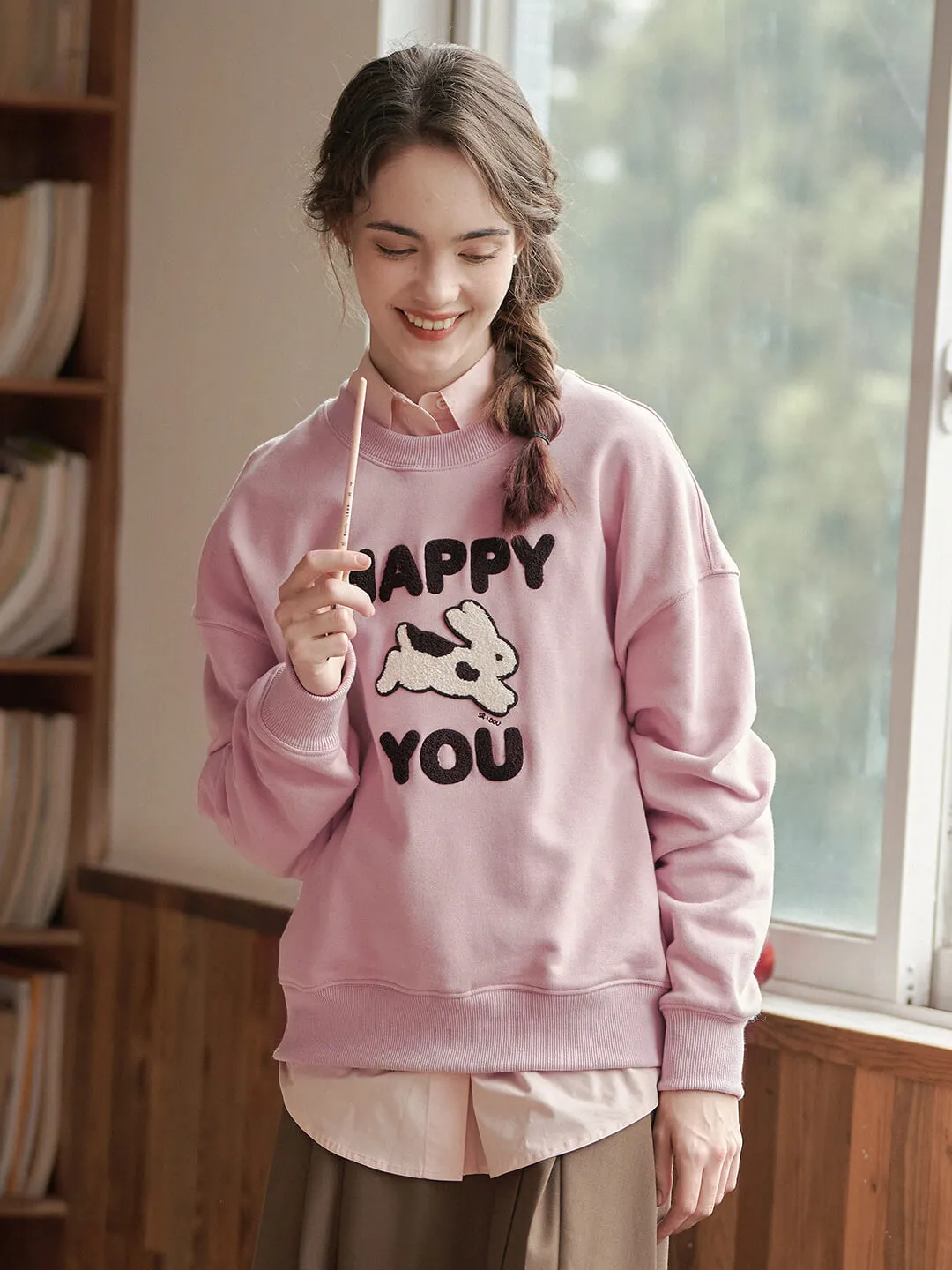 Happy to You Rabbit Graphic Hoodie