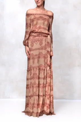 Henna Print Long Dress