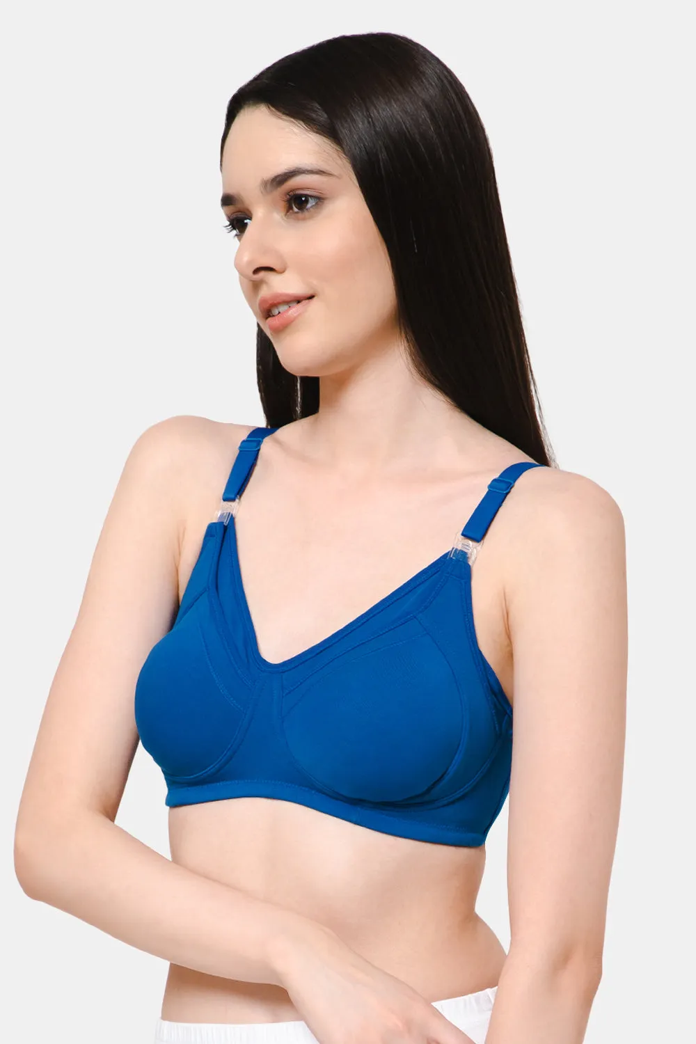 High Coverage Intimacy Nursing Bra - Maternity Bra - Feeding Bra - Blue - FB07