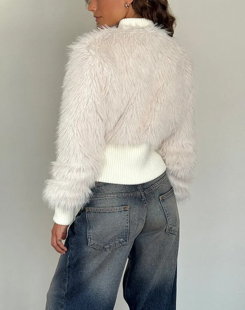 Homari Shaggy Faux Fur Jacket in Cream