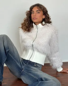 Homari Shaggy Faux Fur Jacket in Cream