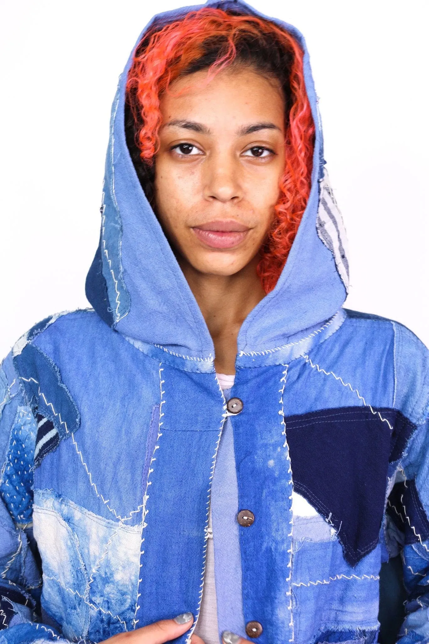 INDIGO PATCHWORK HOODIE JACKET NGOZI