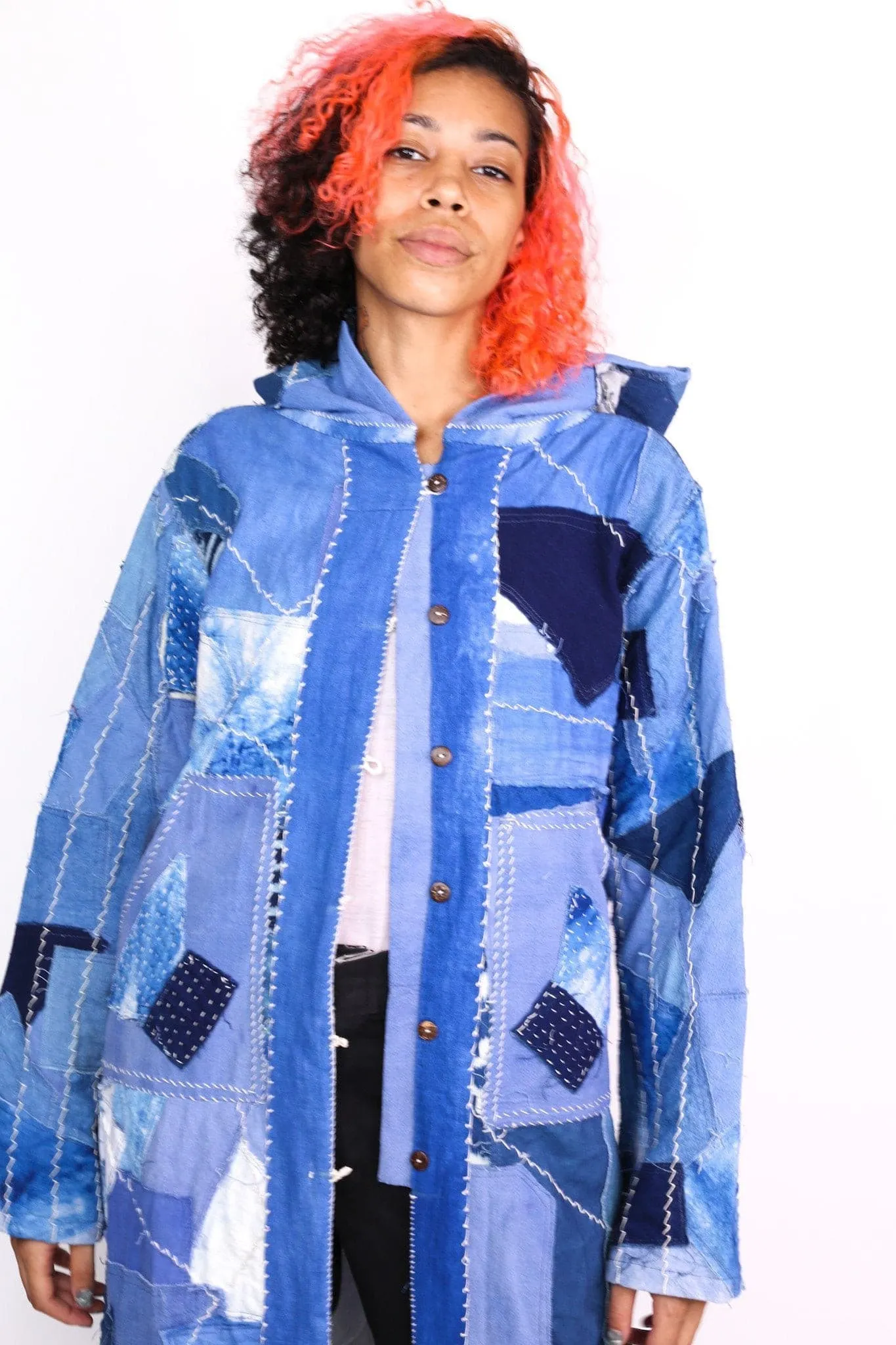 INDIGO PATCHWORK HOODIE JACKET NGOZI