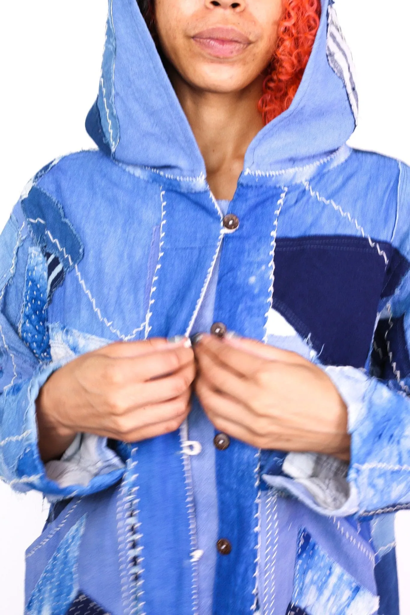 INDIGO PATCHWORK HOODIE JACKET NGOZI