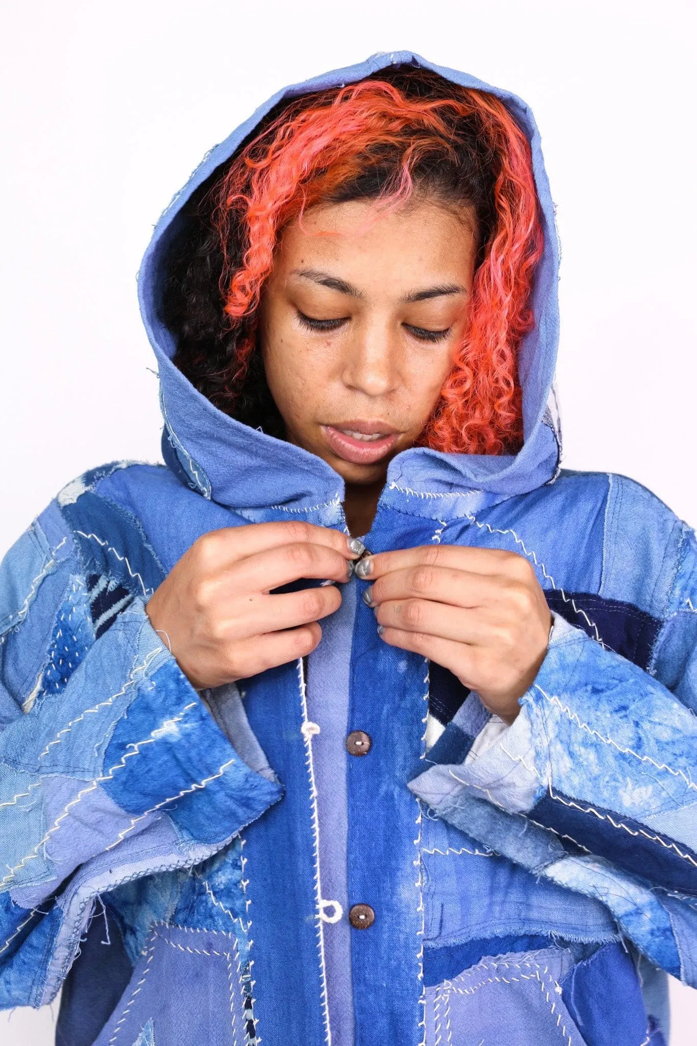 INDIGO PATCHWORK HOODIE JACKET NGOZI