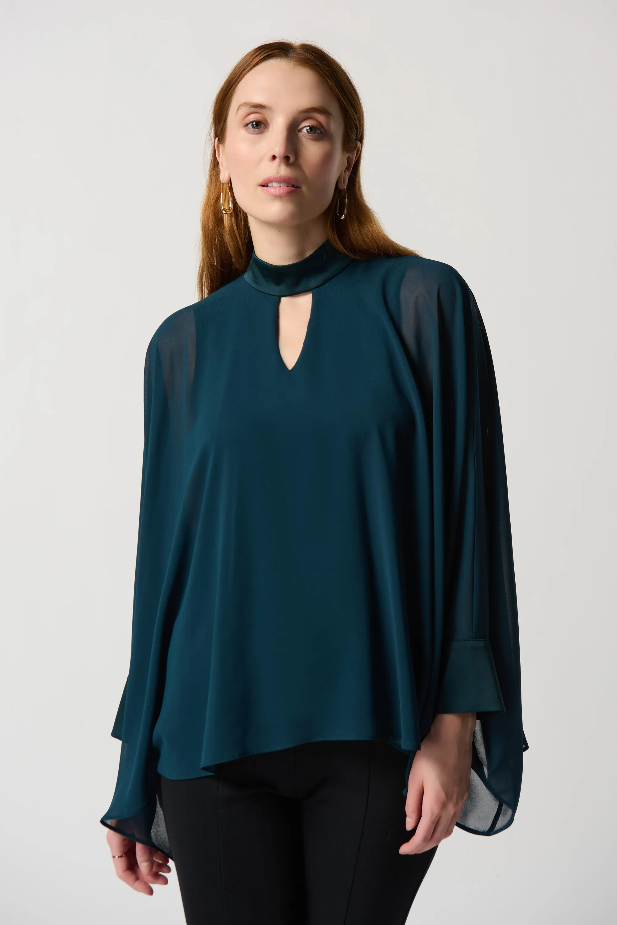 Joseph Ribkoff Chiffon Poncho Top With Mock Neck Collar - 234245