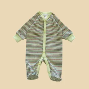 Jungle Green Stripe Snap Front Footie