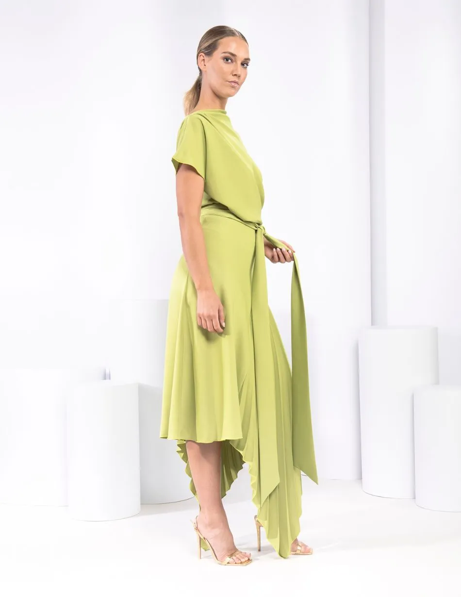 Kevan Jon Mila Pleat Knee Dress - Pear