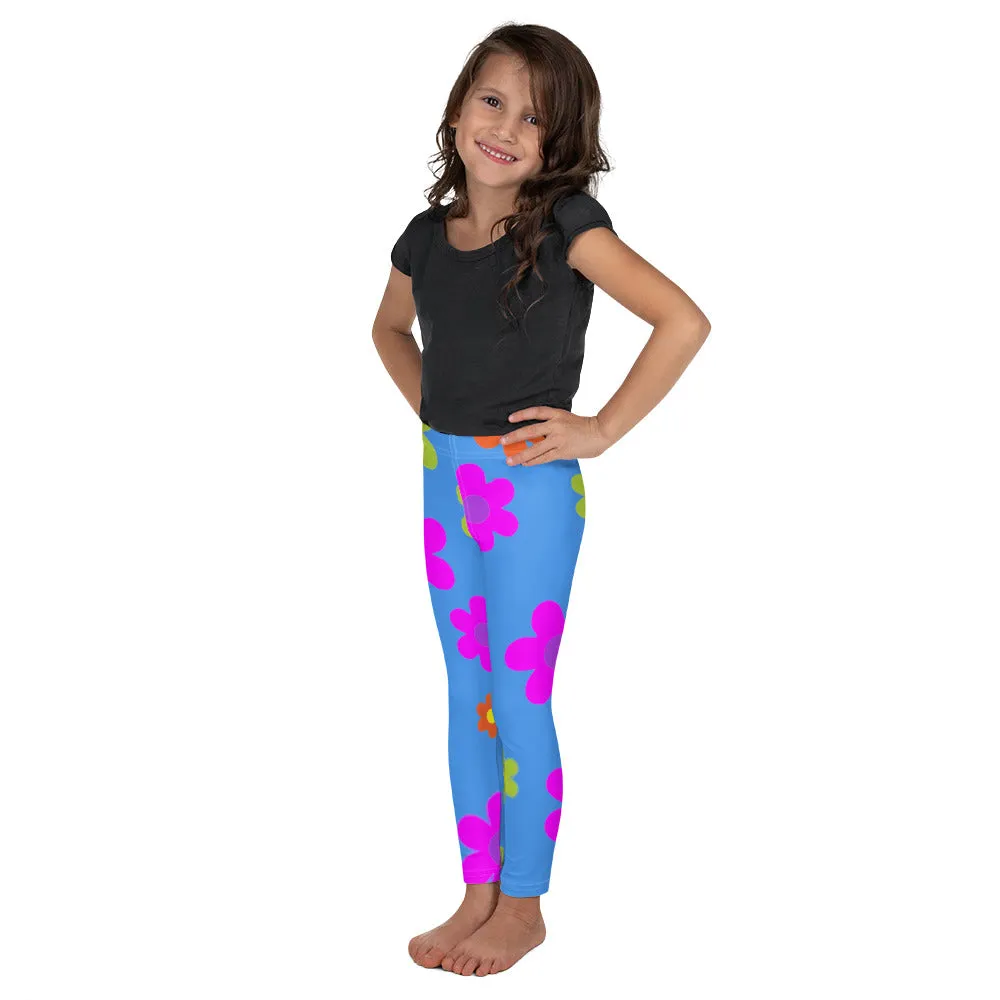 Kid's Leggings Retro Floral Blue