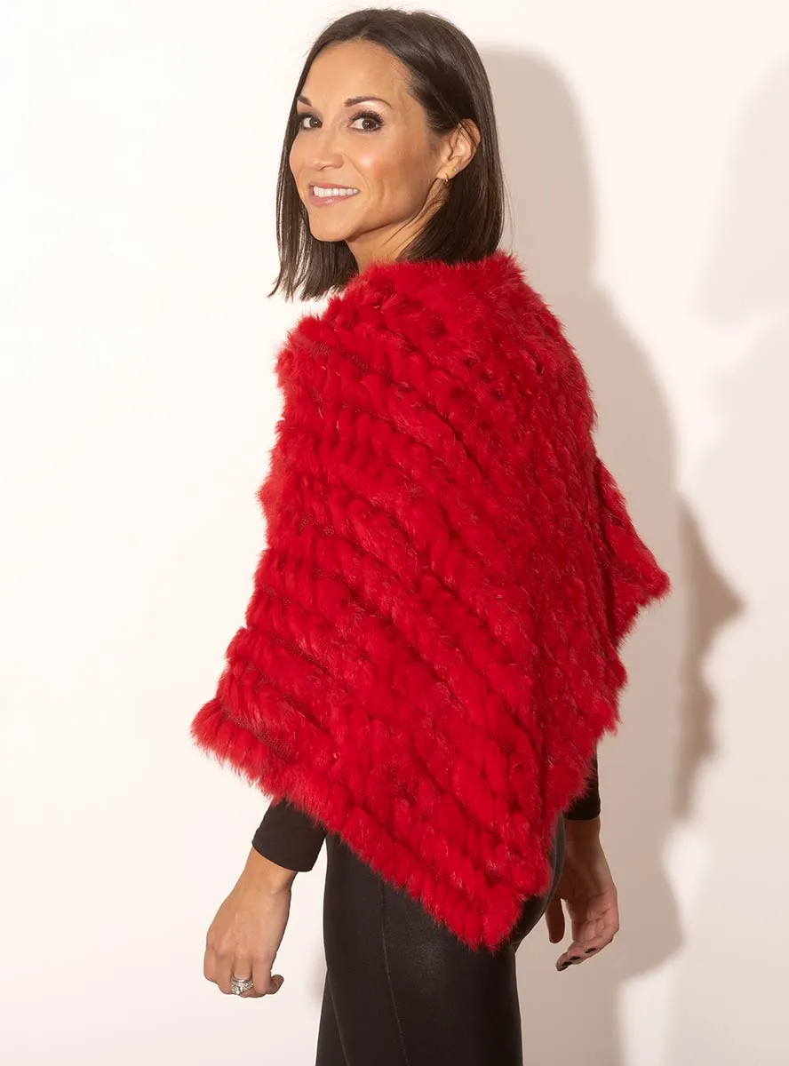 Knitted Rabbit Fur Poncho