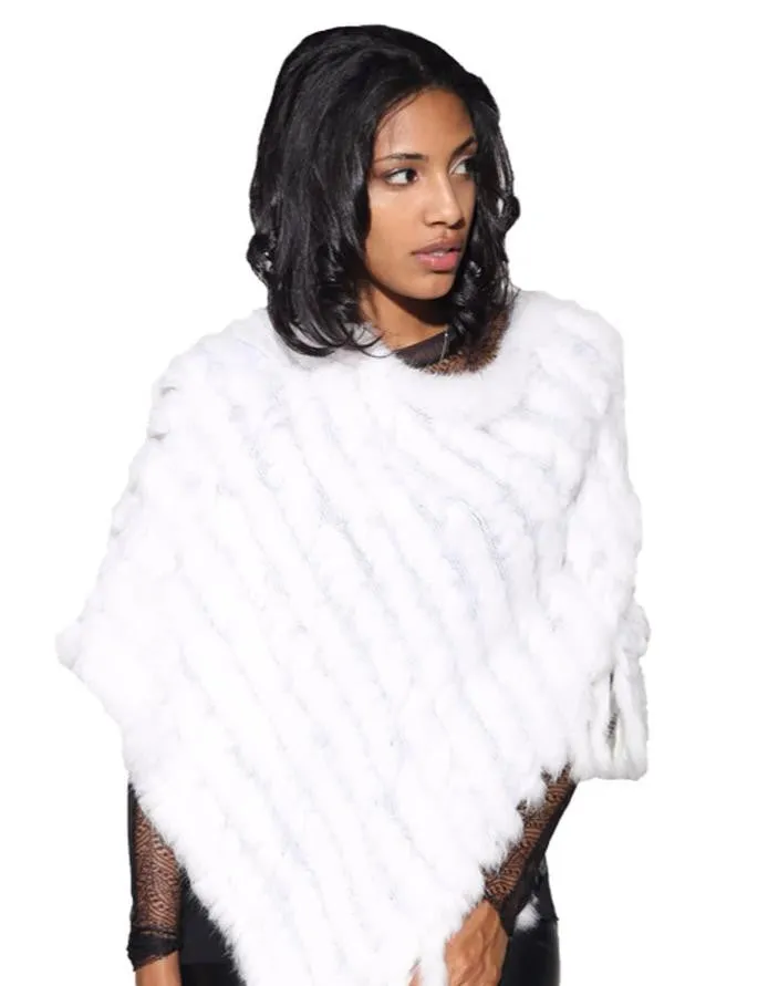 Knitted Rabbit Fur Poncho