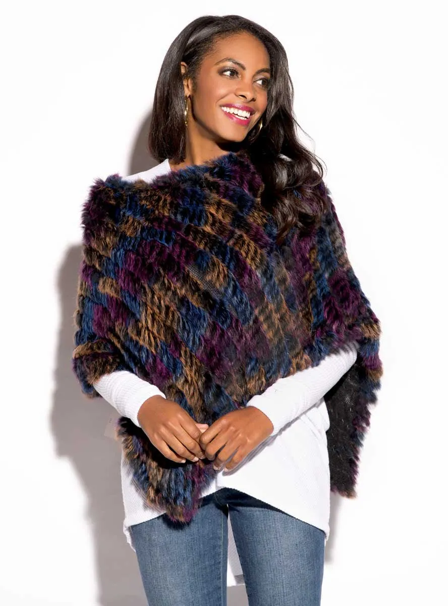 Knitted Rabbit Fur Poncho