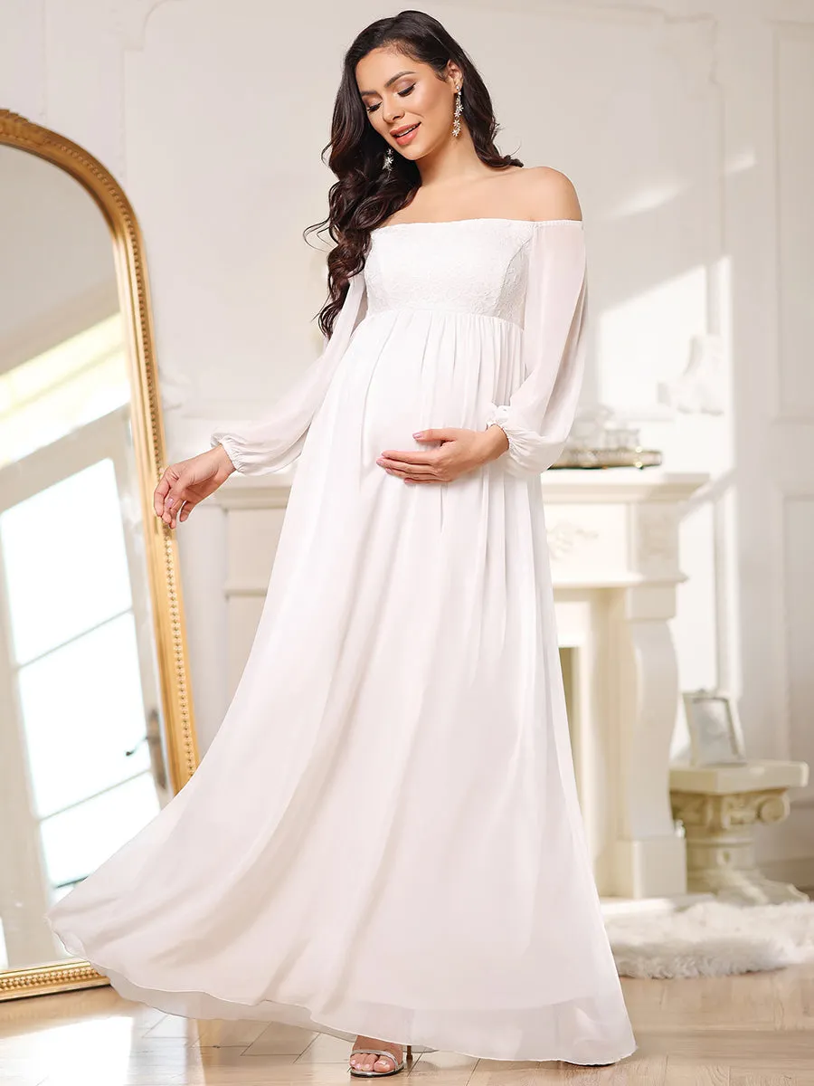 Lantern Sleeves A Line Floor Length Wholesale Maternity Dresses