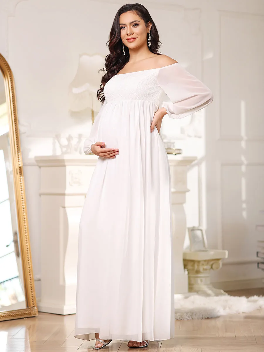 Lantern Sleeves A Line Floor Length Wholesale Maternity Dresses