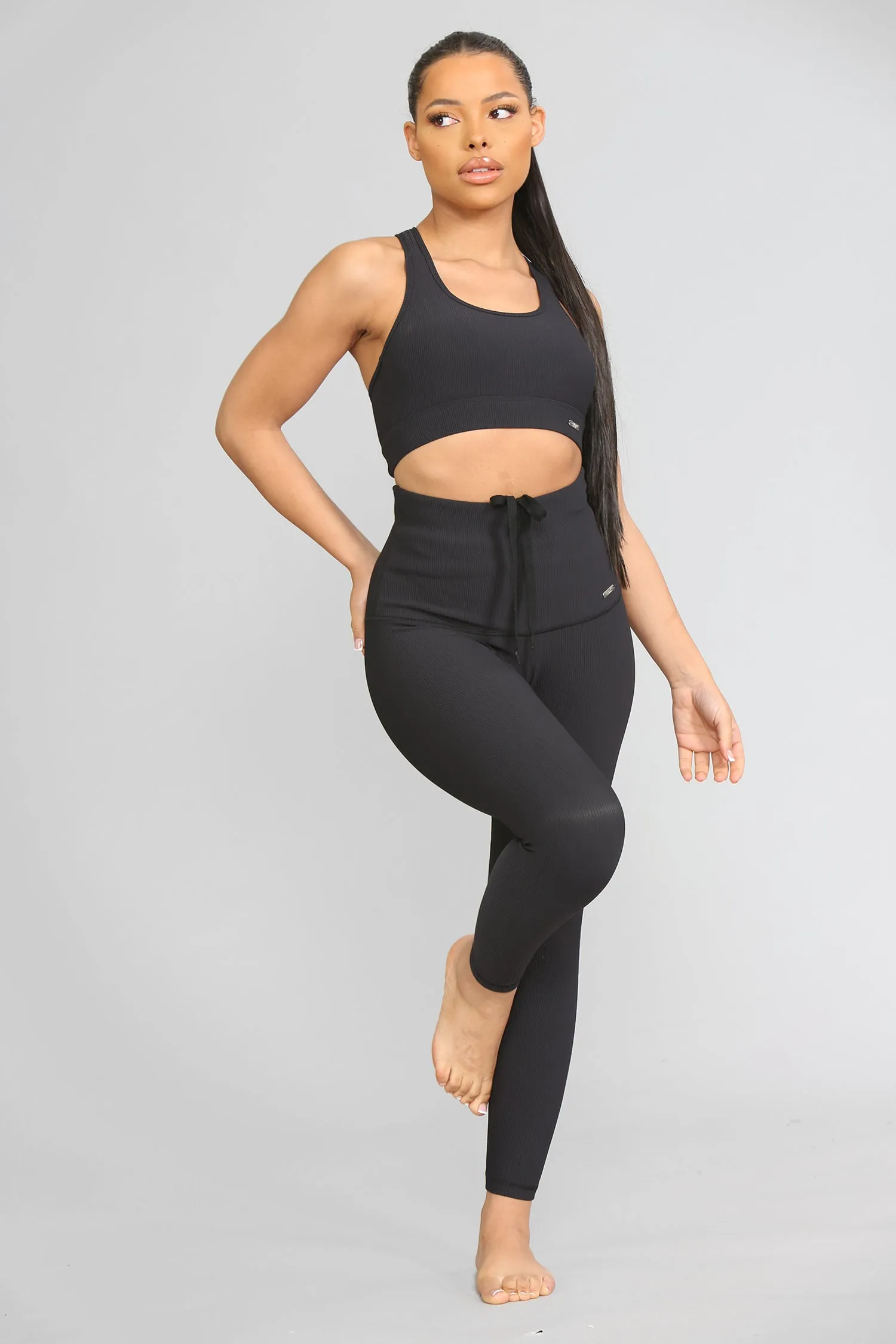 Lifestyle Ribbed Leggings Black