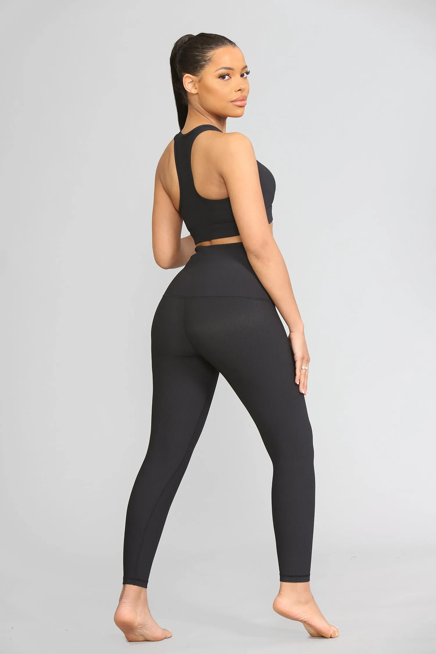 Lifestyle Ribbed Leggings Black