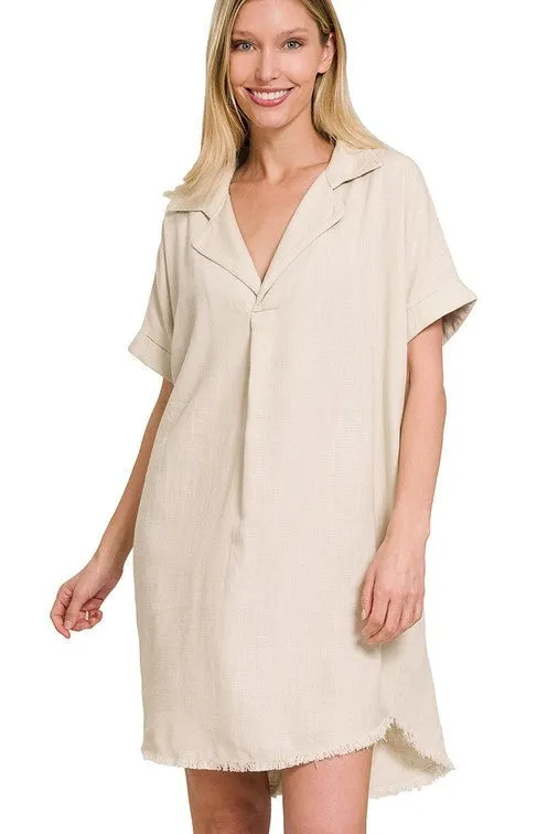 Linen Blend Shirt Dress