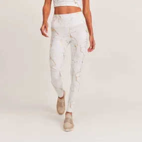 Marble Foil Print High-Waisted Leggings