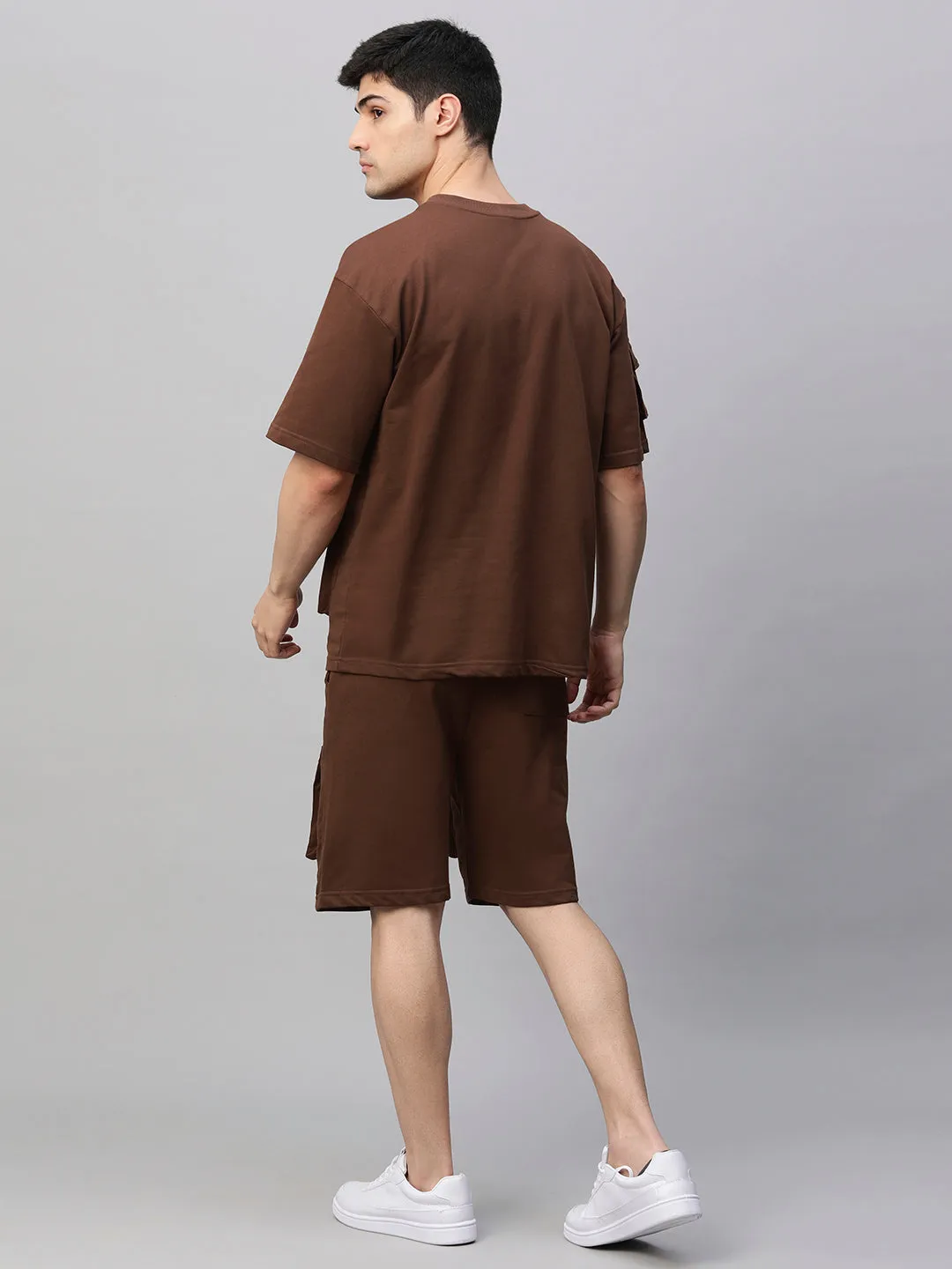 Men Premium Cargo Co-ord Set - Cocoa