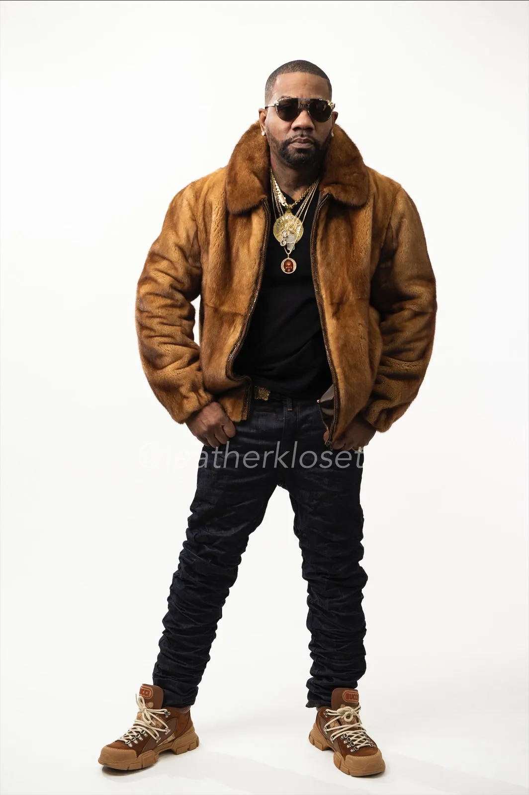 Men's Mink Bomber Jacket [Whiskey]