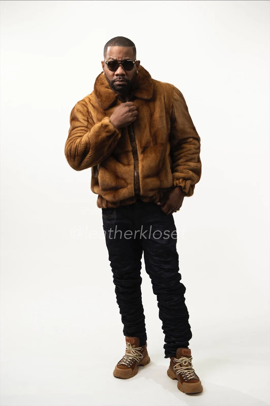 Men's Mink Bomber Jacket [Whiskey]