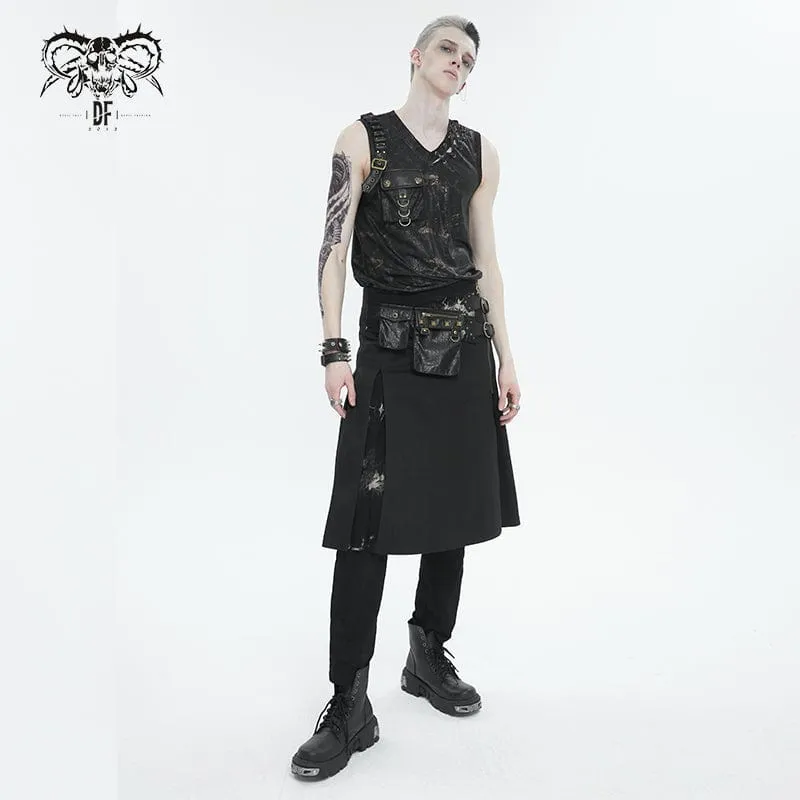 Men's Punk Big-pocket Buckle Tank Top