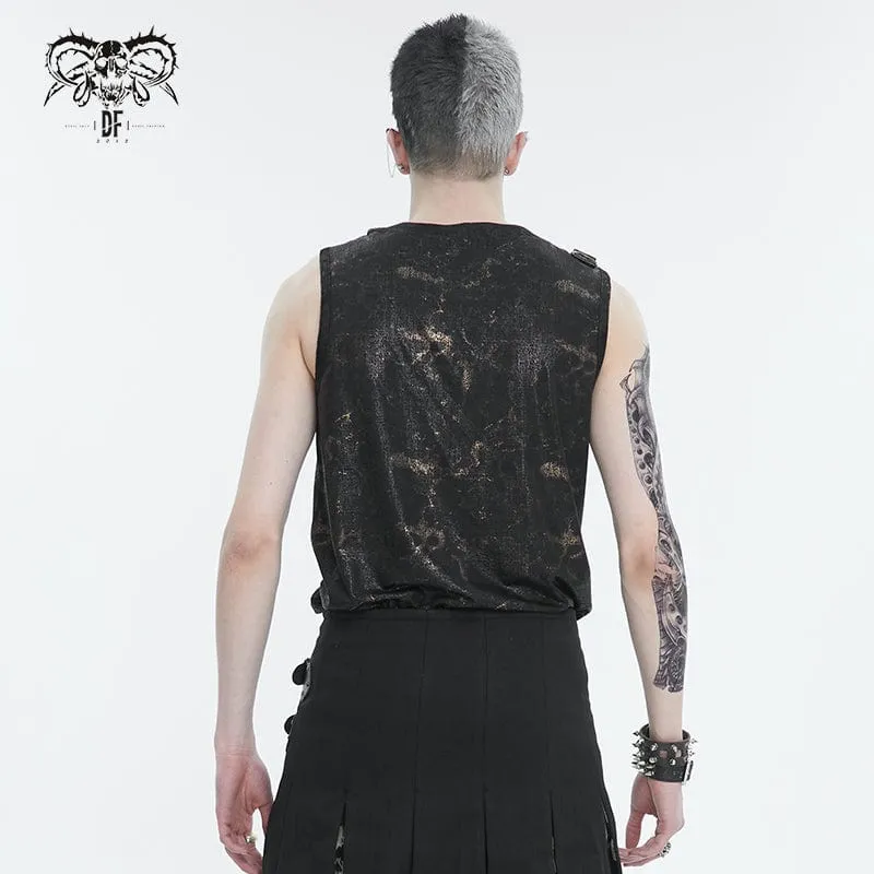 Men's Punk Big-pocket Buckle Tank Top