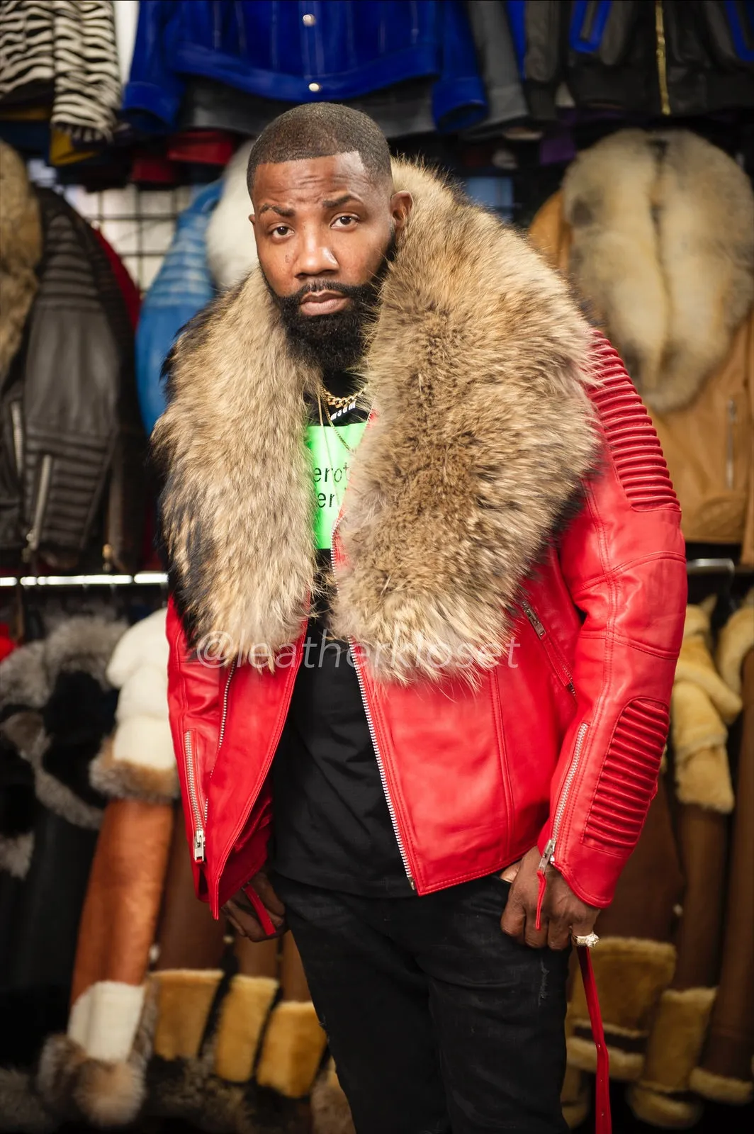 Men's Trey Biker Red With John Snow Fur