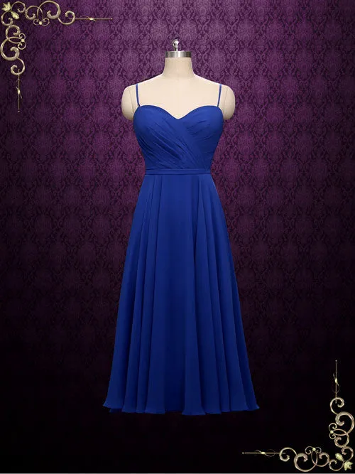 Midi Chiffon Bridesmaid Dress with Thin Straps | A4