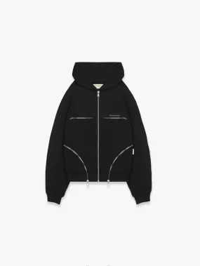 MULTIPLE ZIPPER HOODIE - BLACK