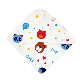 Muslin Hooded Towel for Baby- 100% Cotton - Animal