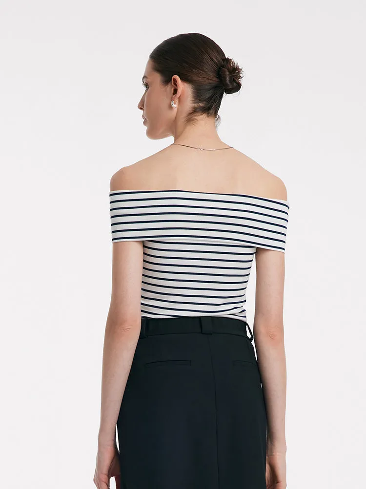 Off Shoulder Striped Slim Top