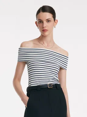 Off Shoulder Striped Slim Top