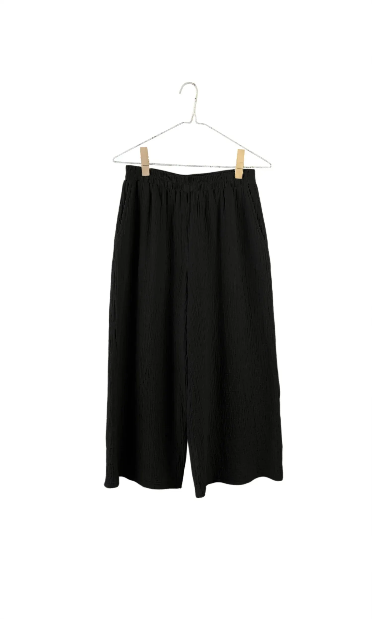 Organic Gauze Wide Pant in Black