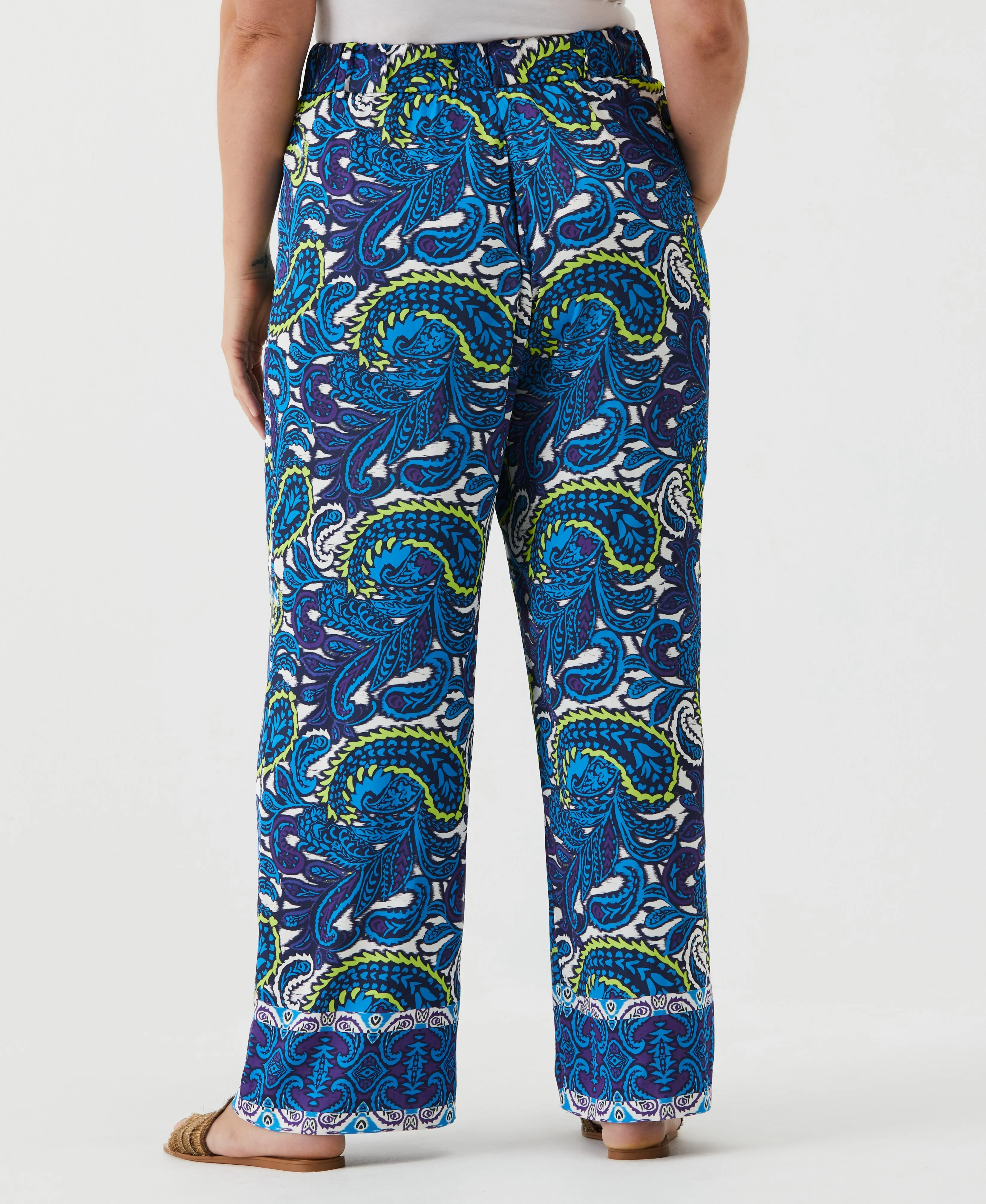 Paisley Print High Rise Wide Leg Pant